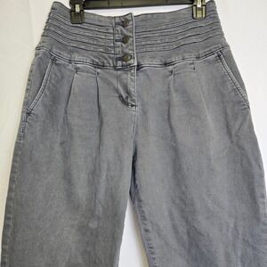 Ryegrass High-Waisted Ankle Jeans‎ W/ Pleated Waist, Gray, Size 4